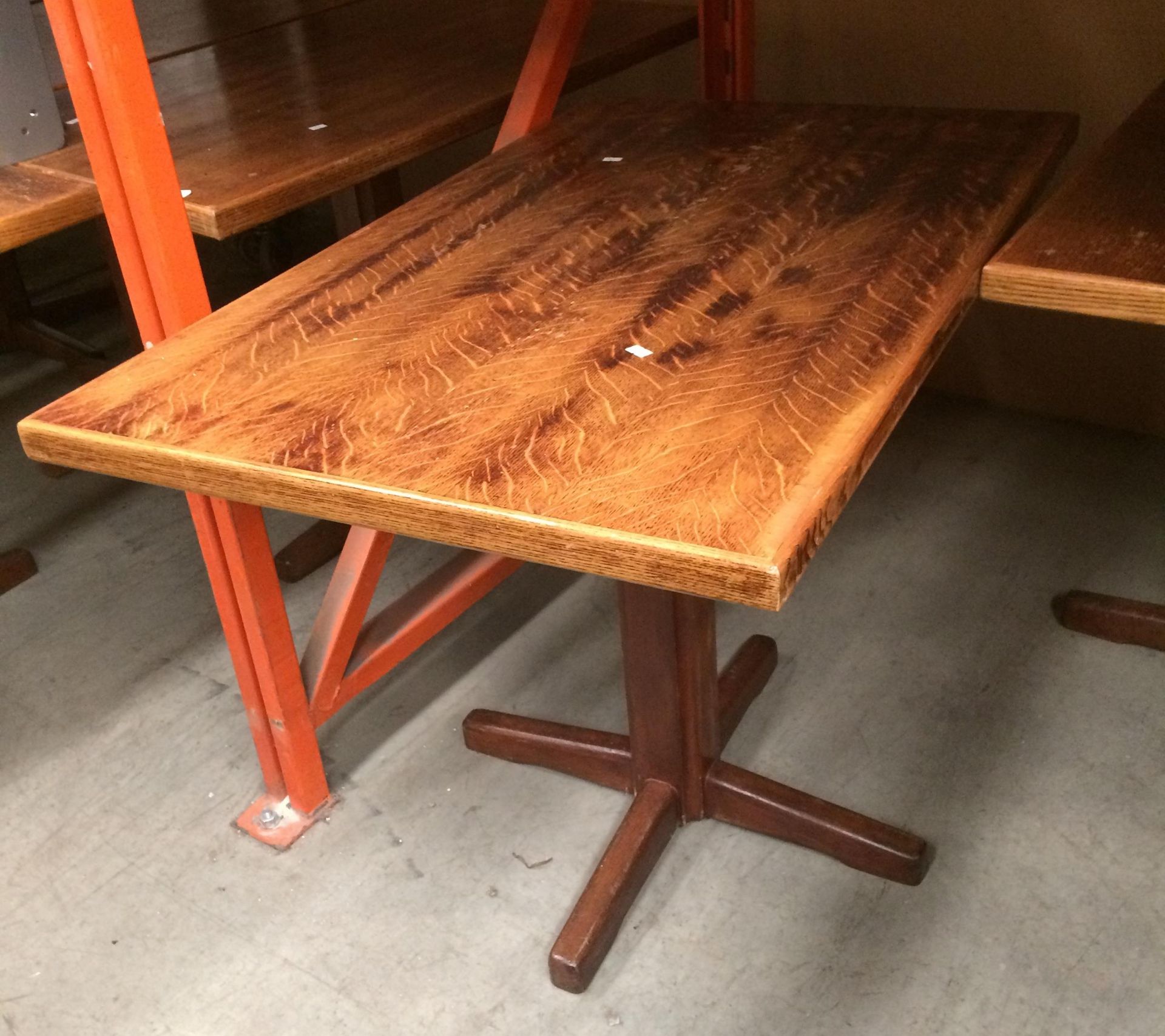 A dark oak rectangular bar table 60 x 100cm