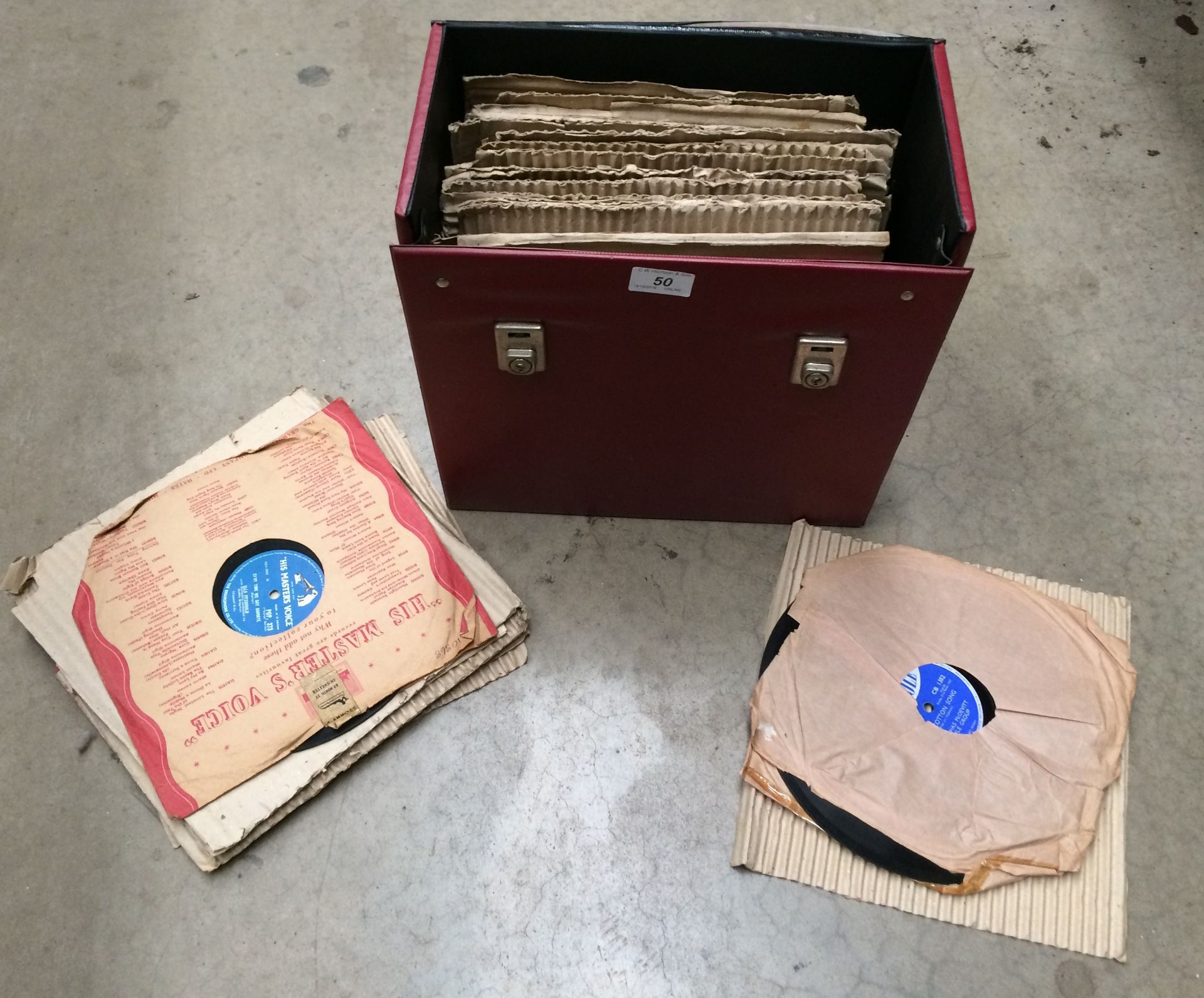 Contents to red vinyl record cases - qua