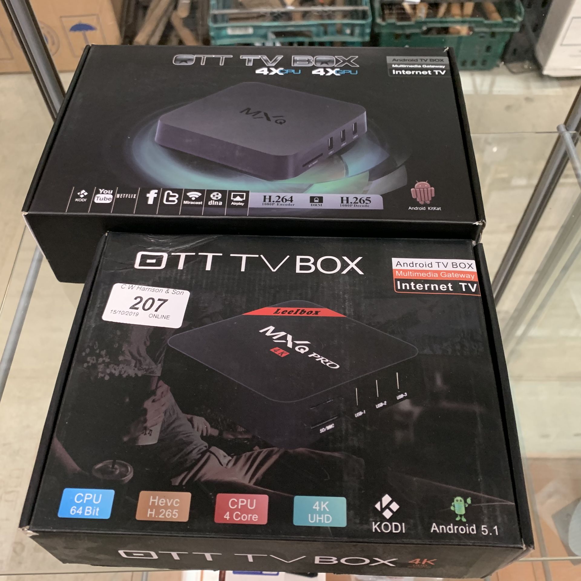 Two OTT android TV boxes (boxed)