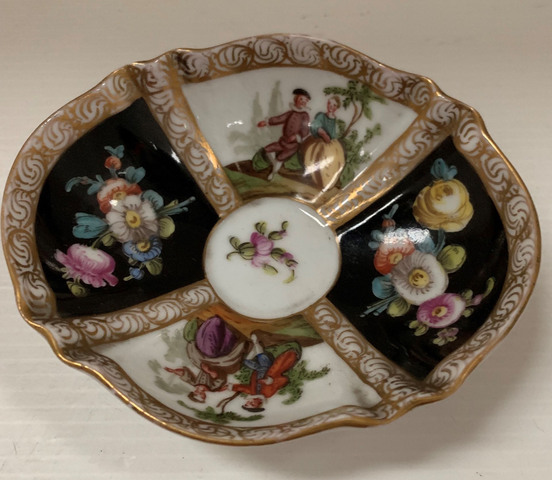 A Meissen-style quatrefoil cabinet cup and saucer, - Image 2 of 2