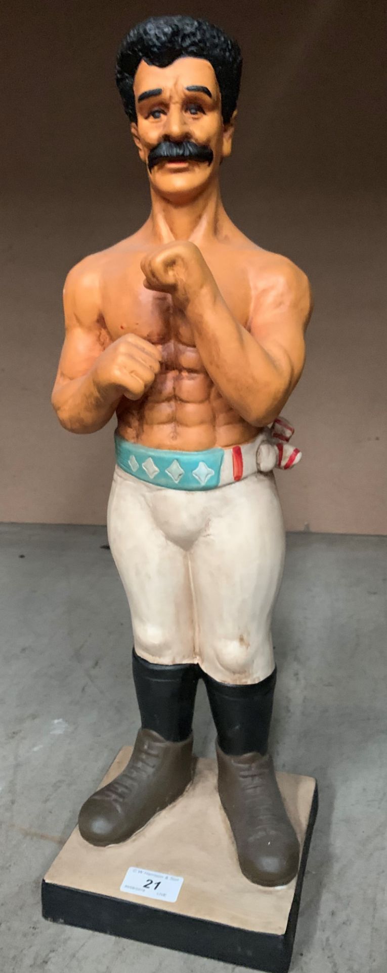 A plaster figure of a boxer 56cm high