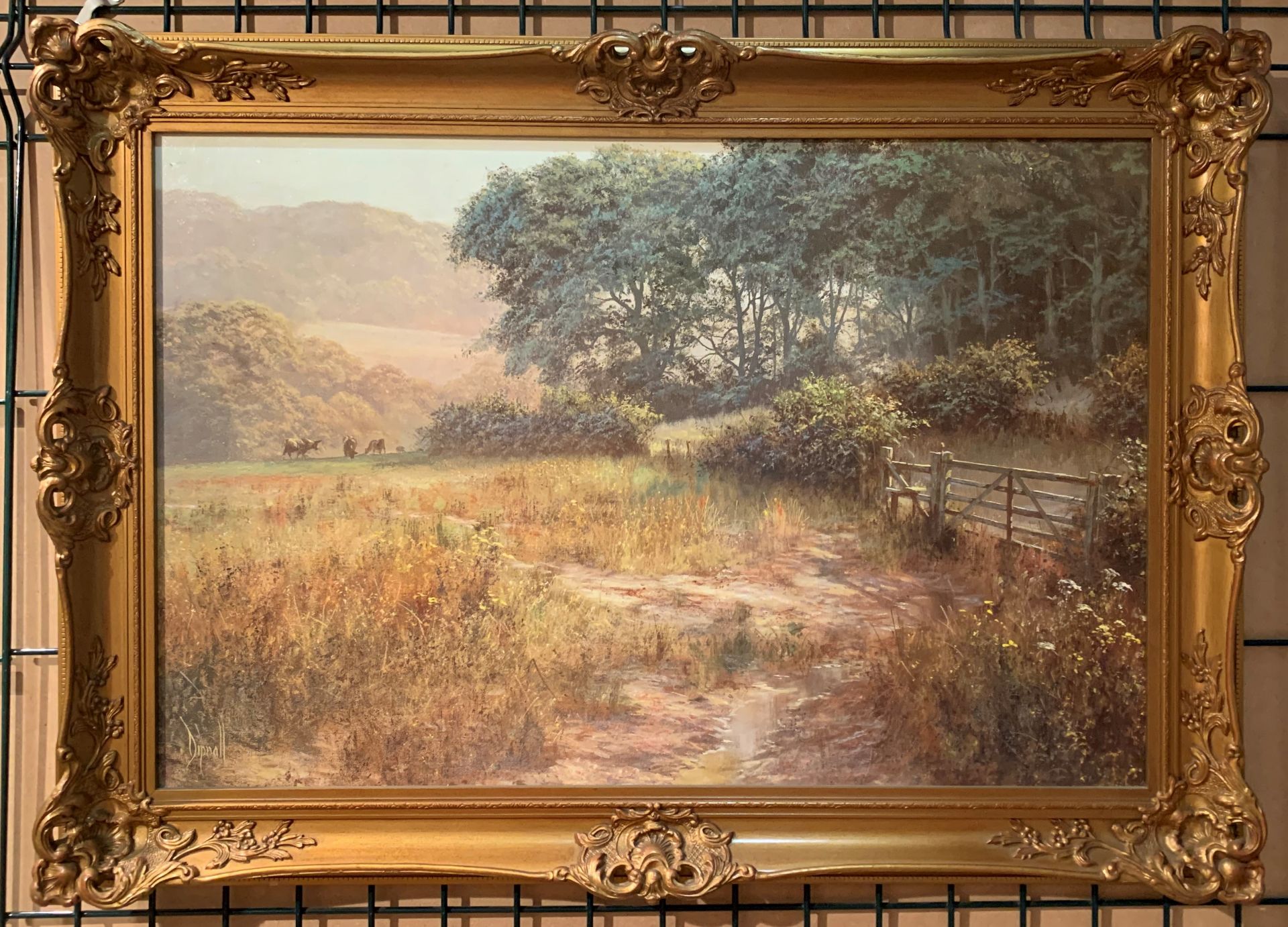*** LOT WITHDRAWN *** Dipnall gilt framed oil on canvas 'Cattle grazing in a field' 49 x 74cm
