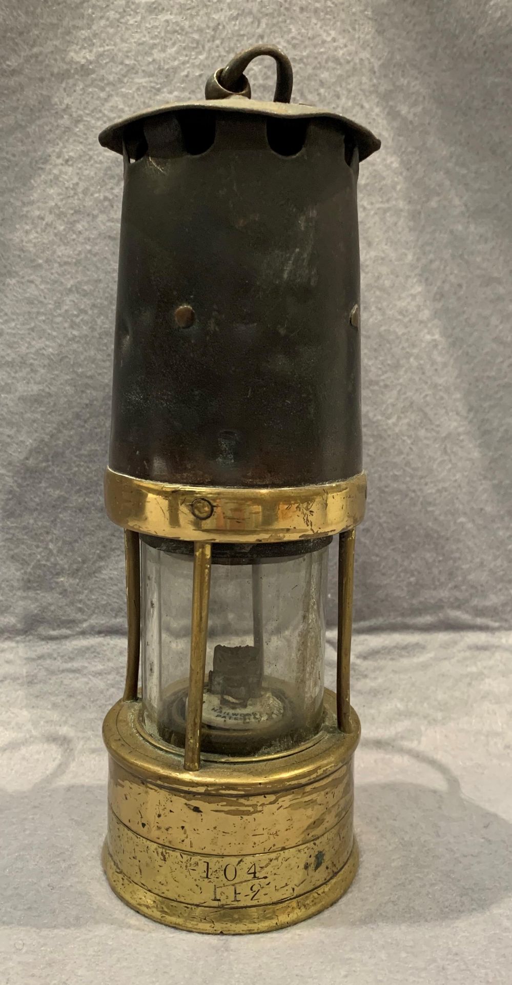 A Hailwood's Patent brass and metal miner's lamp - 25cm high