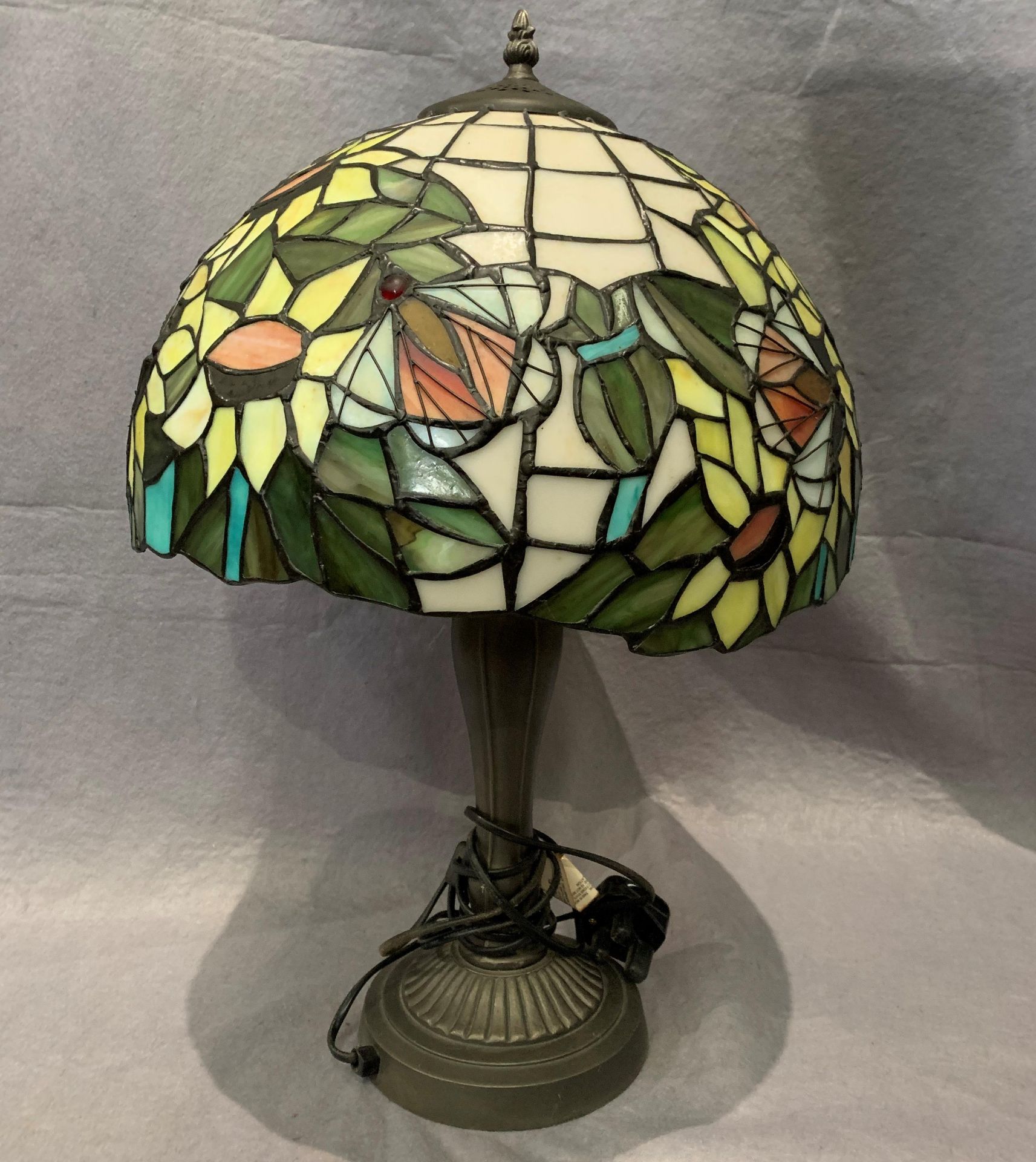 A reproduction Tiffany style table lamp and shade 54cm high