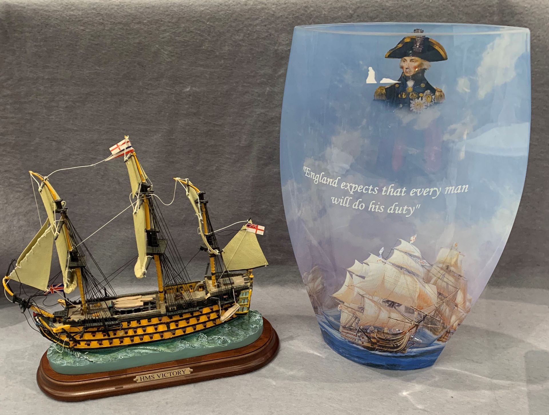 A Danbury Mint hand painted sculpture of H.M.S.