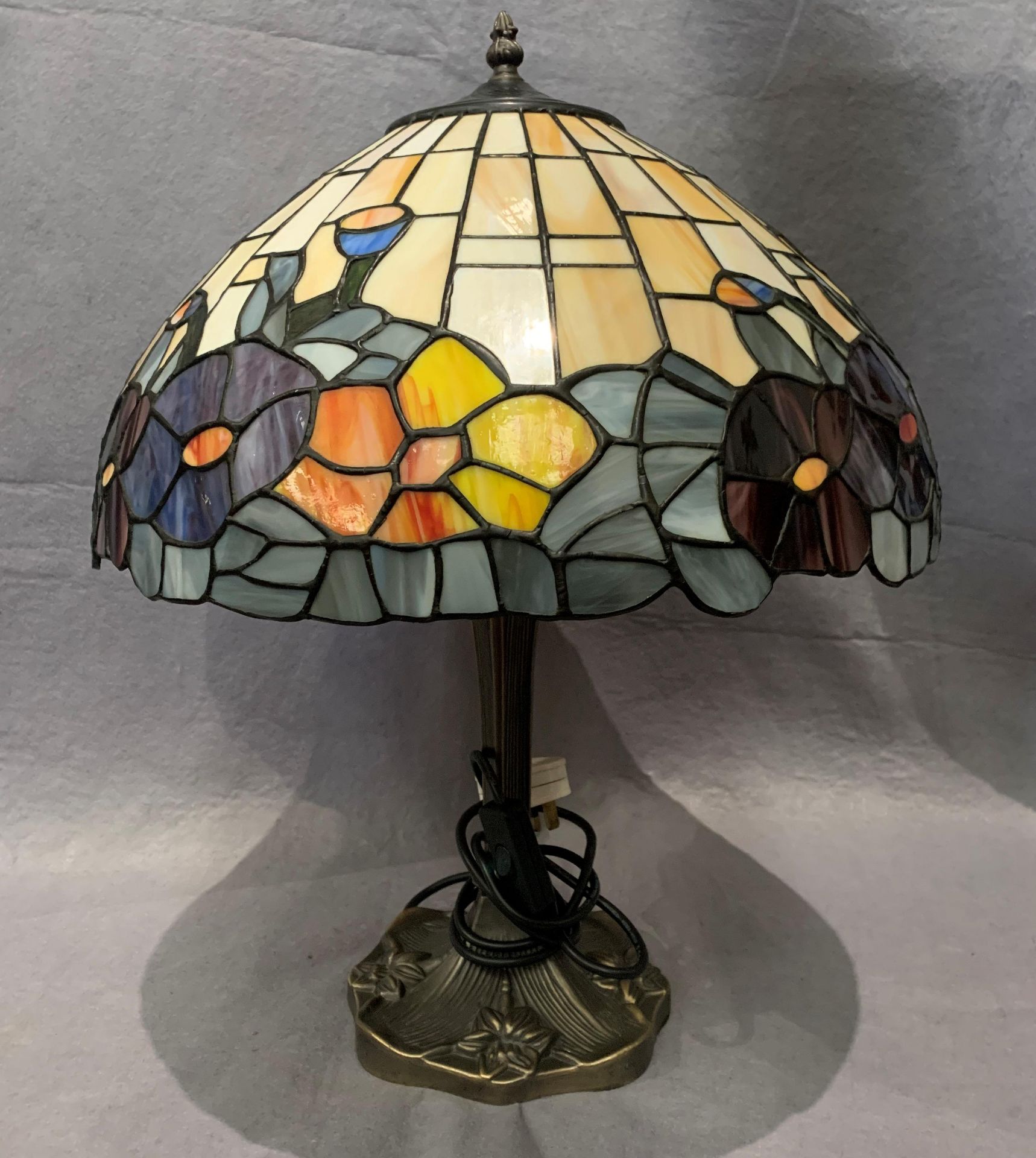 A reproduction Tiffany style table lamp and shade 54cm high