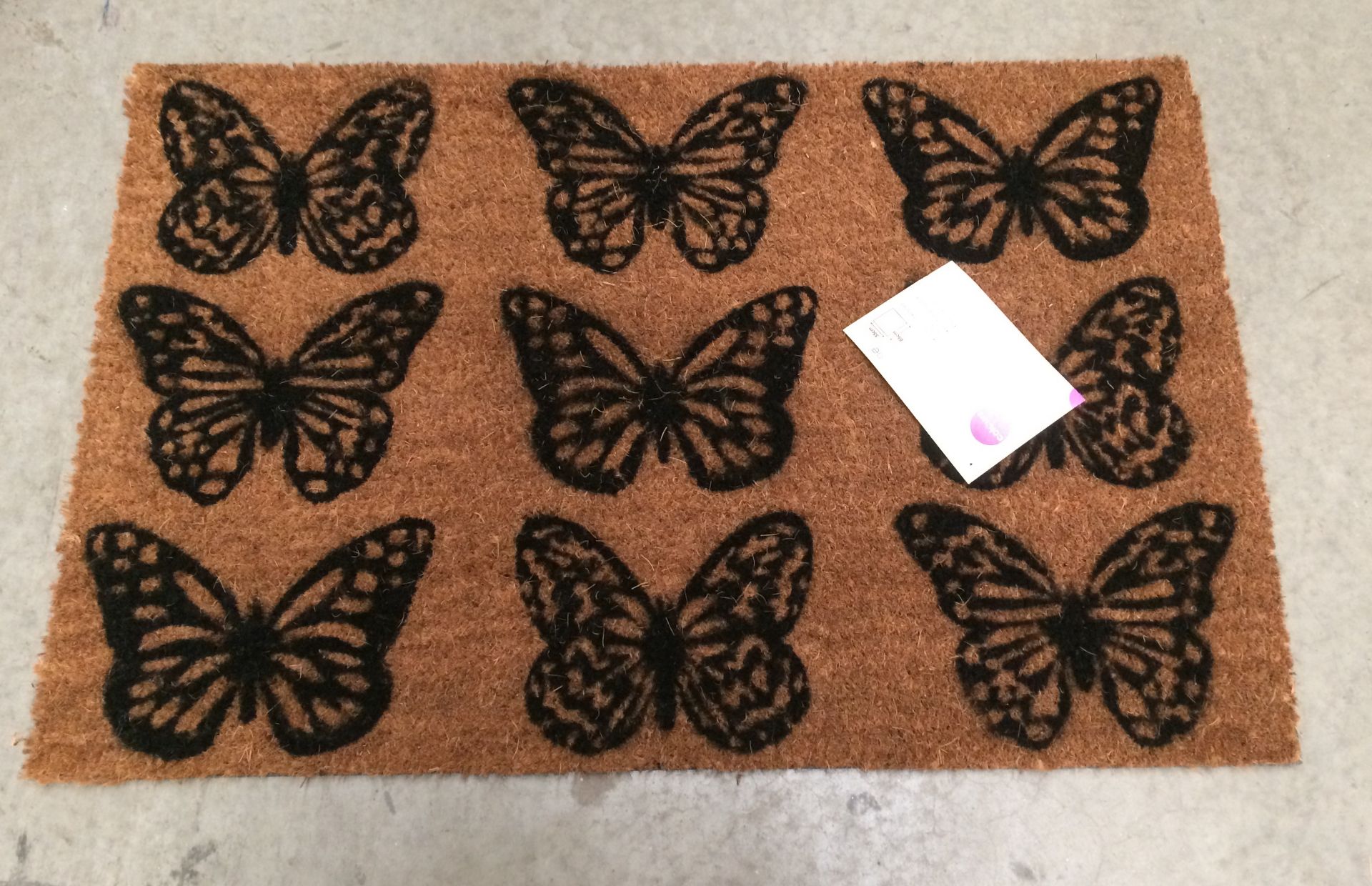 5 x Yasmine natural coir butterfly print doormats 55 x 85cm