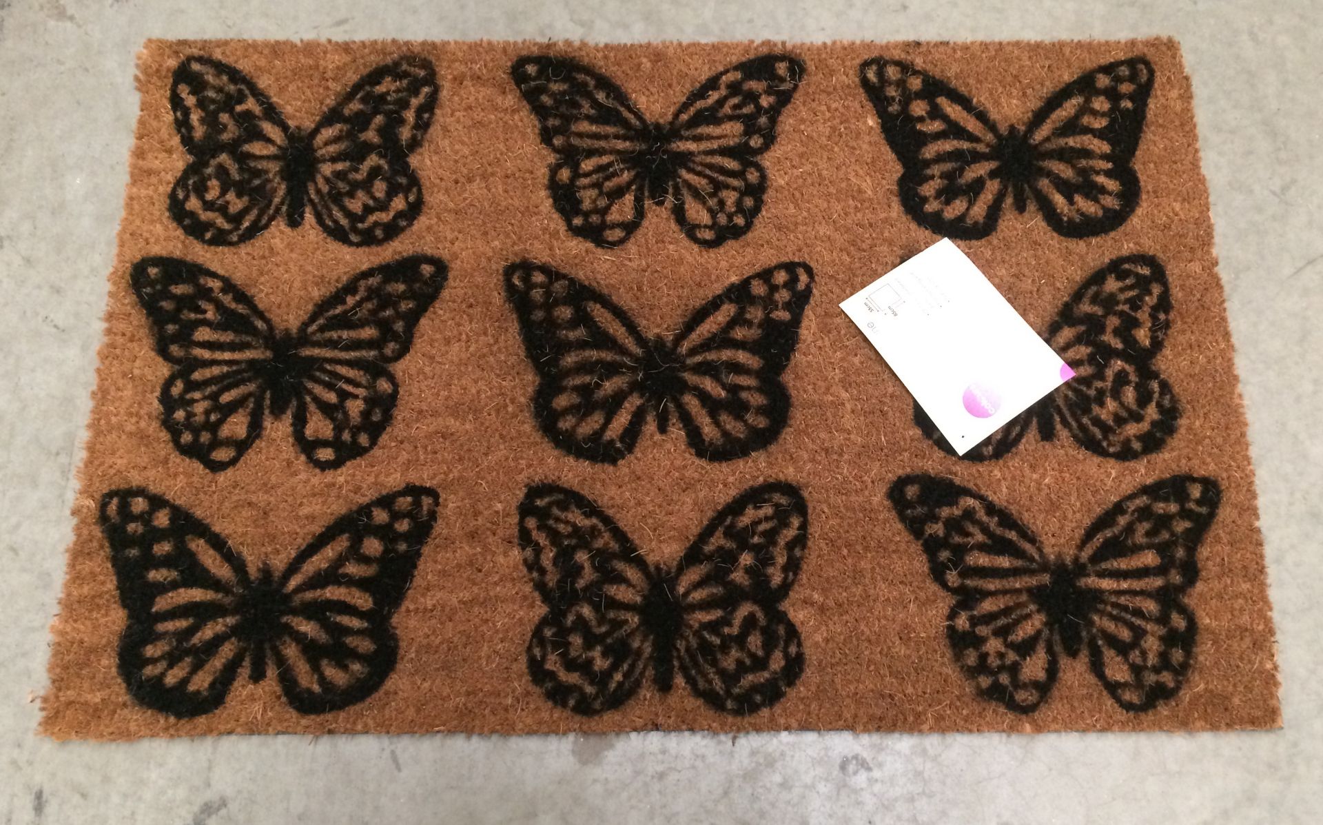 5 x Yasmine natural coir butterfly print doormats 55 x 85cm