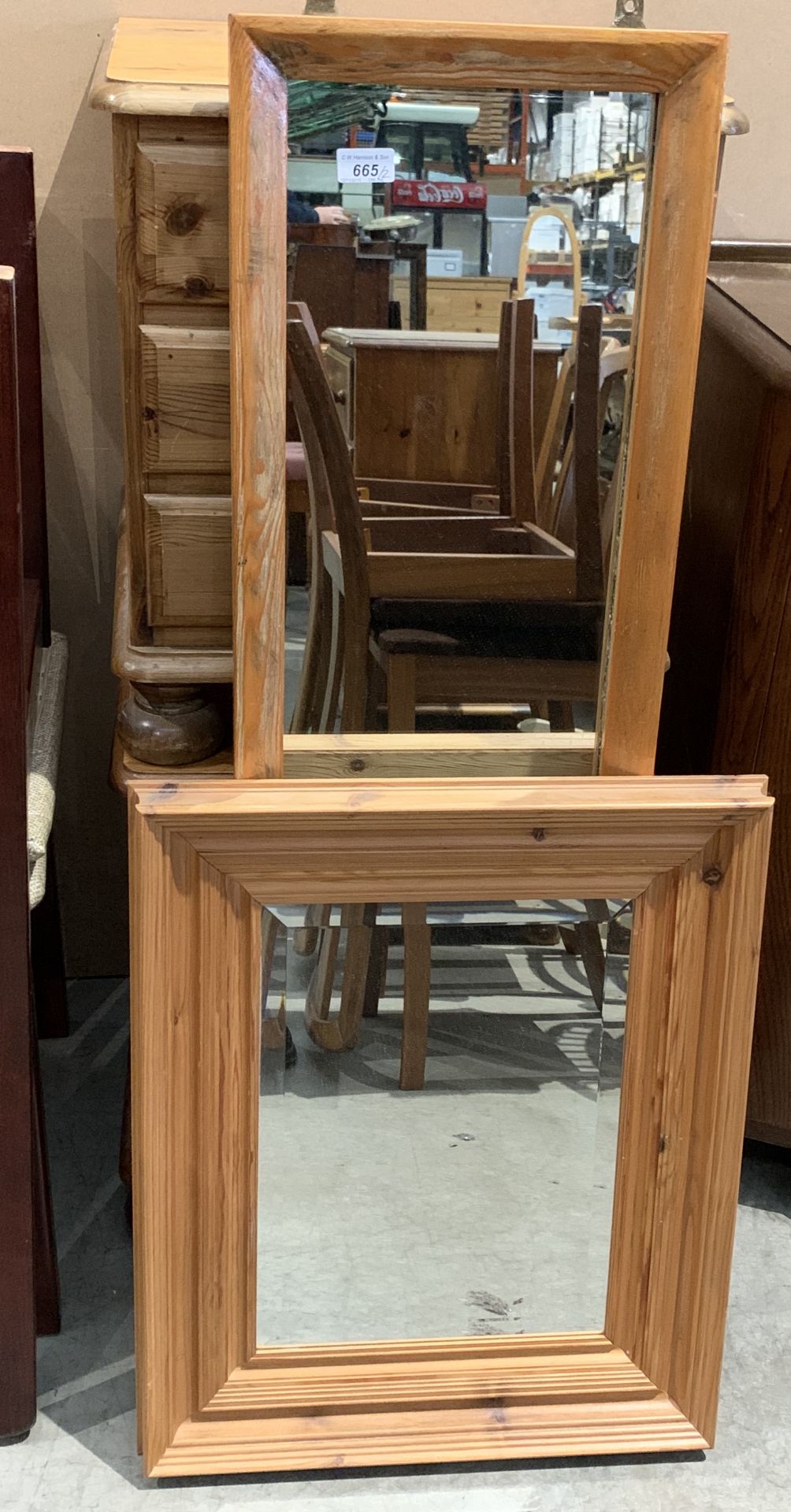 Two pine framed mirrors