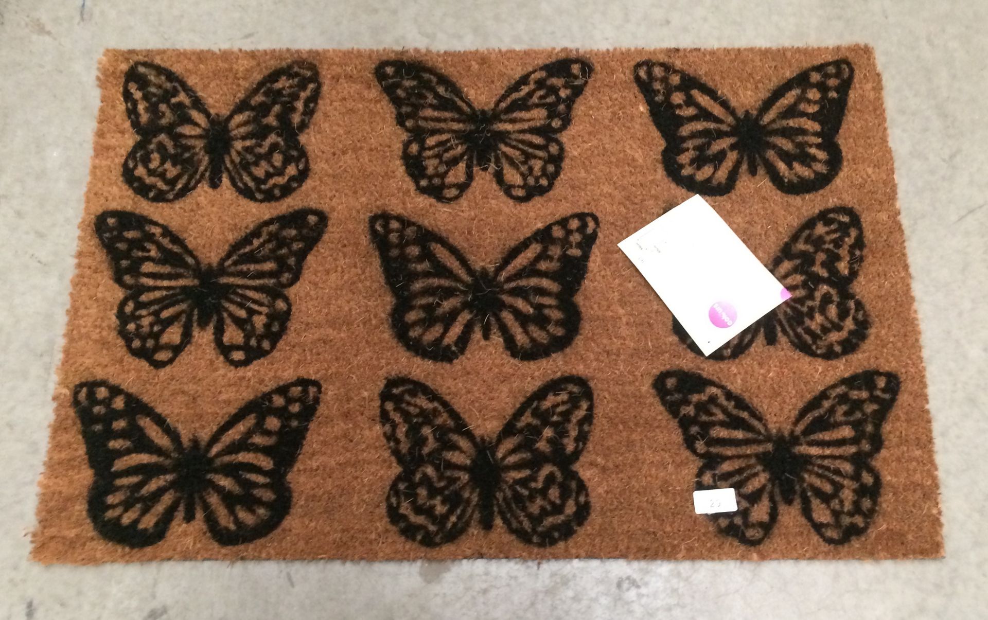 5 x Yasmine natural coir butterfly print doormats 55 x 85cm