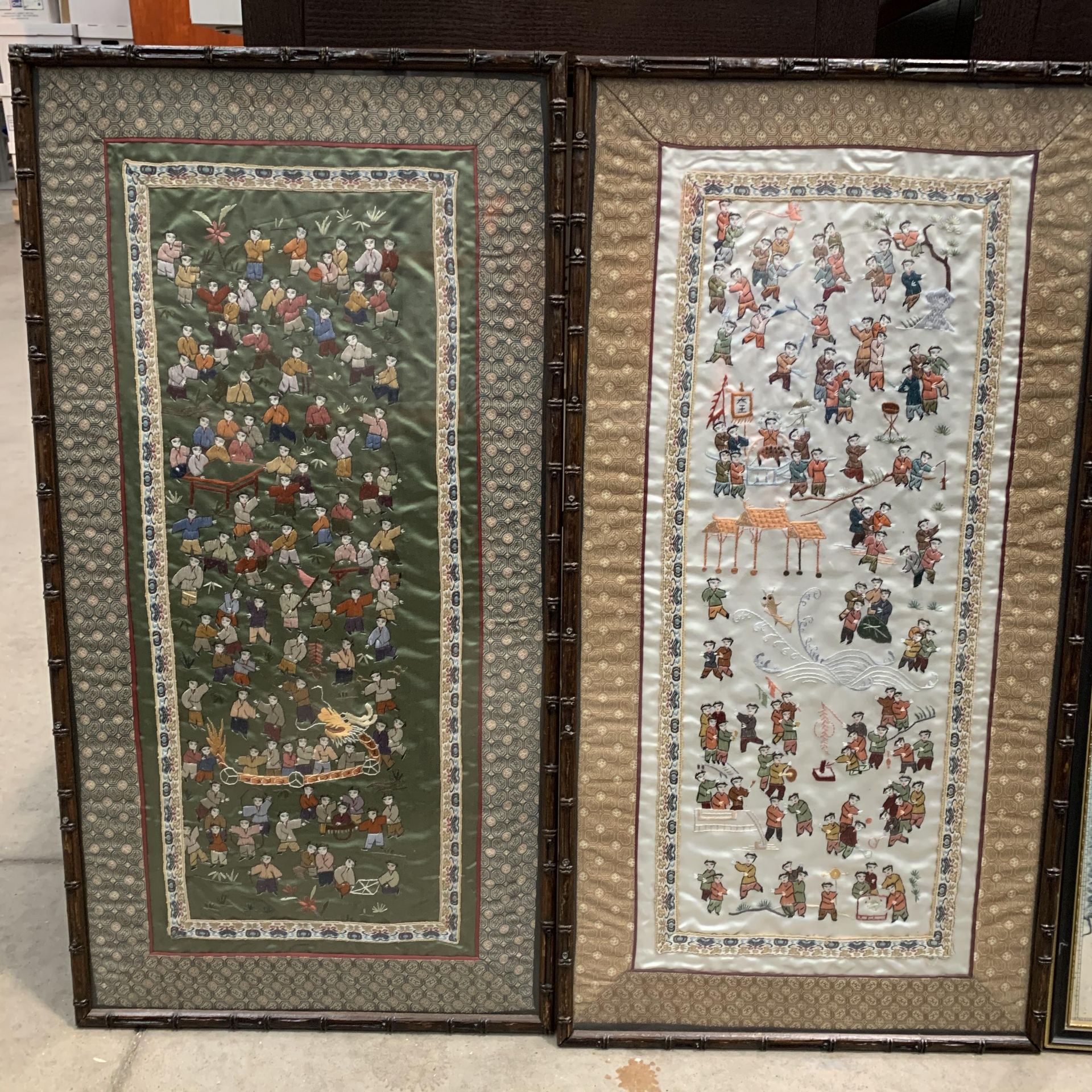 Three bamboo effect framed oriental style print, - Image 2 of 3