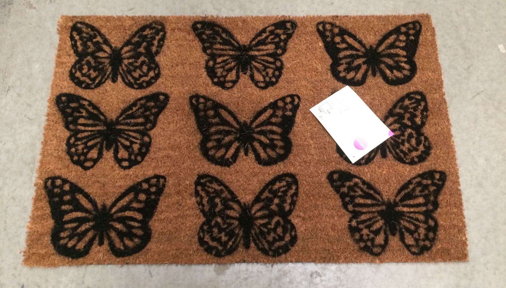 5 x Yasmine natural coir butterfly print doormats 55 x 85cm