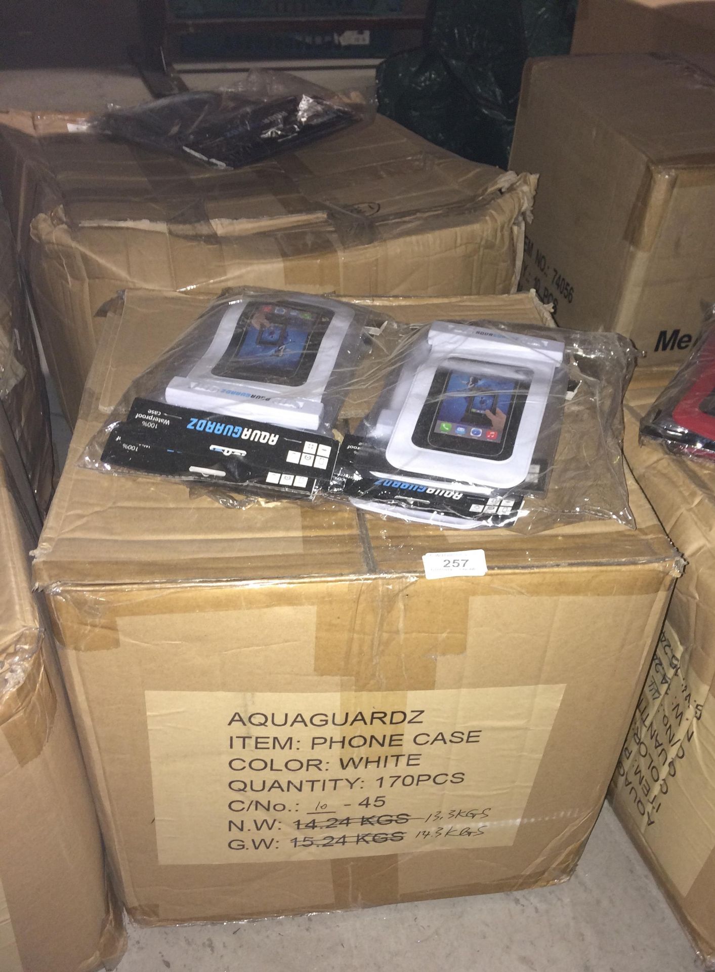 Approx 170 x Aqua Guardz waterproof phone cases in white