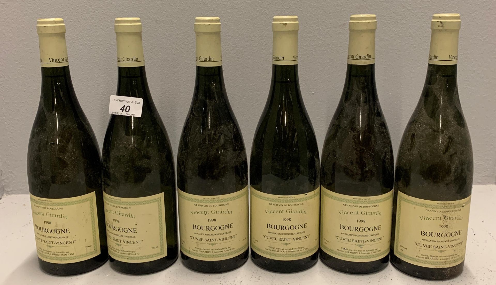 6 x 750ml bottles Vincent Girardin 1998