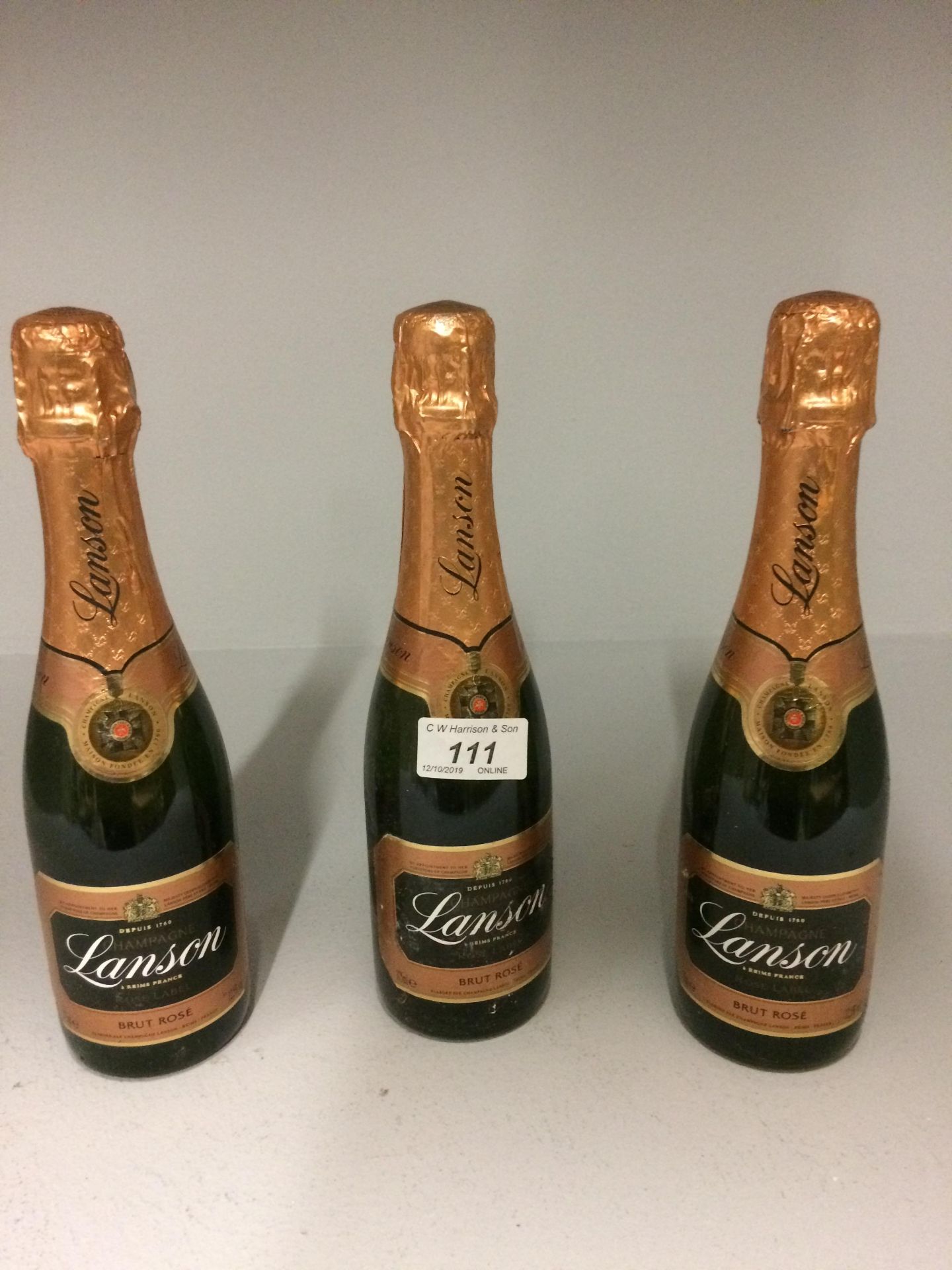 3 x 375ml bottles Lanson Brut Rose champ - Image 2 of 2