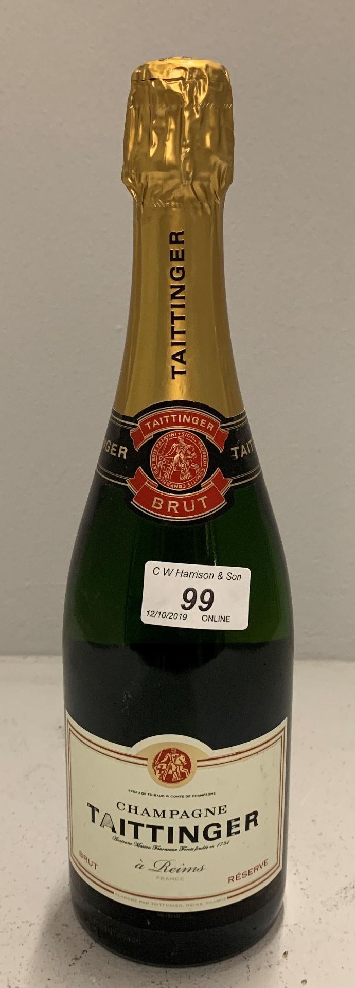 A 750ml bottle Tattinger Reserve champag