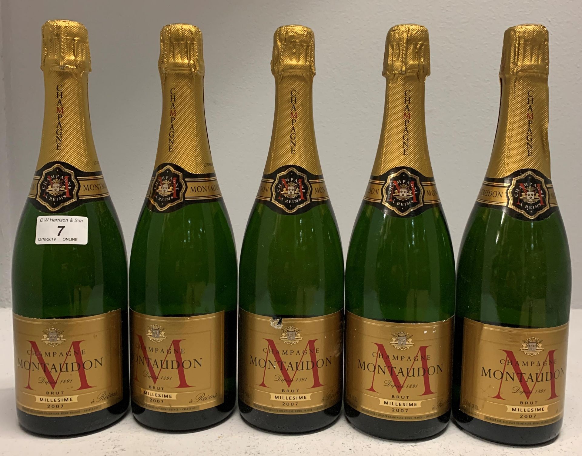 5 x 750ml bottles Montaudon 2007 Brut Mi