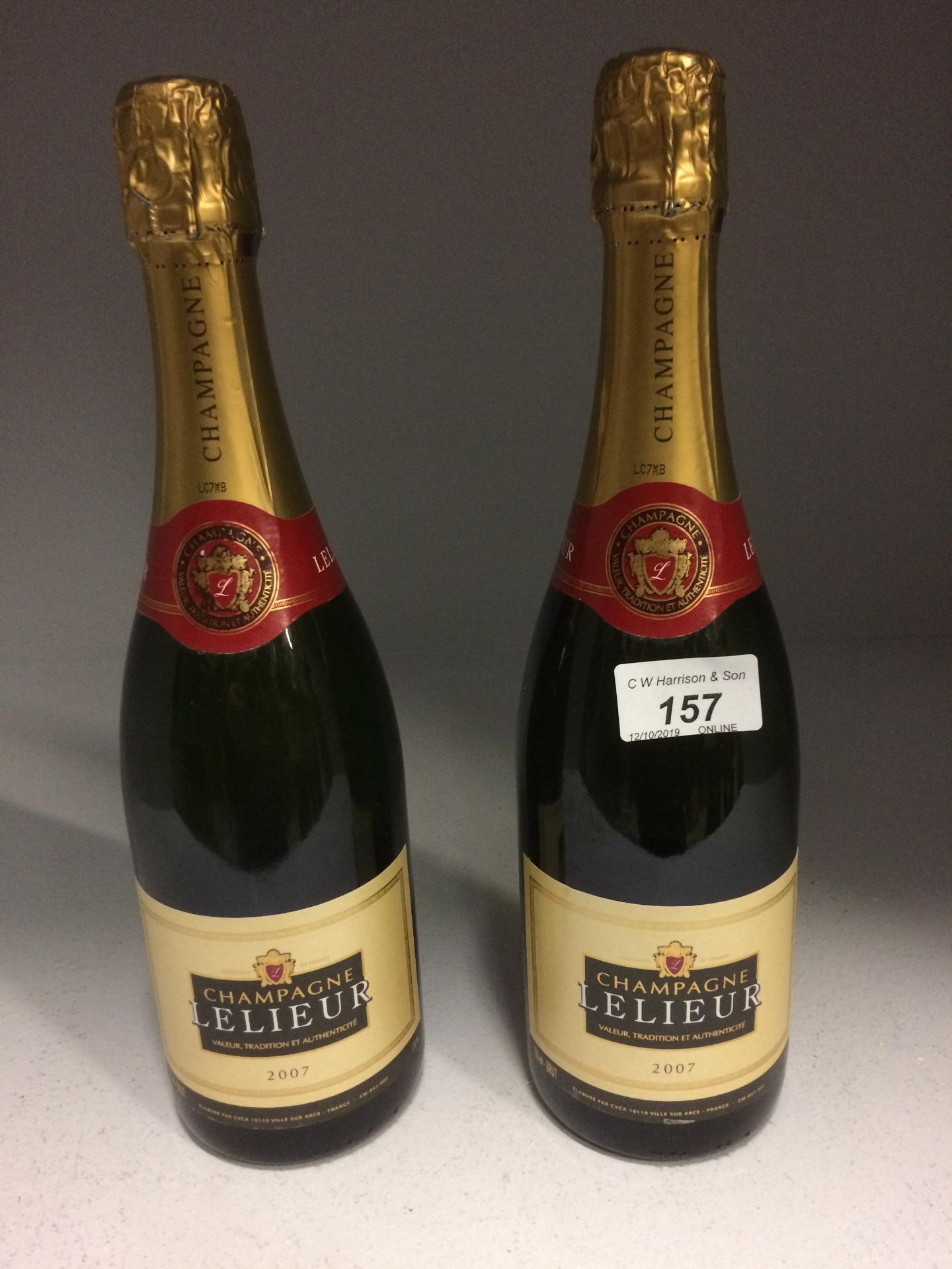 2 x 750ml bottles Lelieur Brut champagne