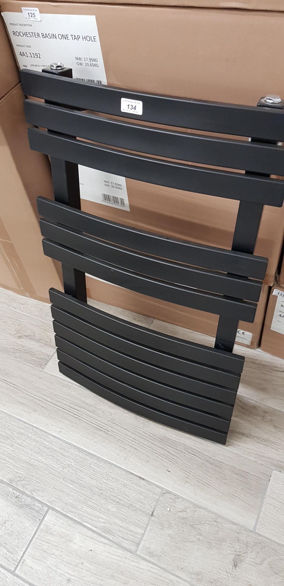 800 x 1200 matt black modern curved radiator