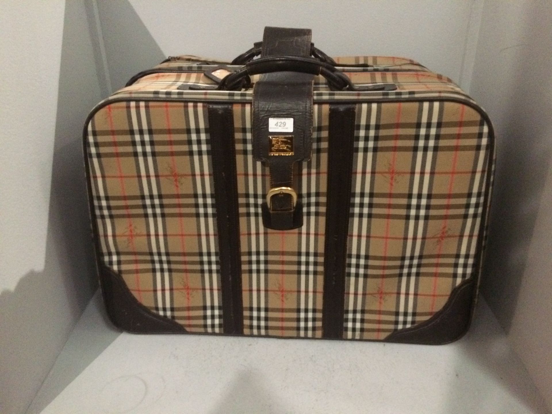 2 x Burberry suitcases and a Burberry umbrella