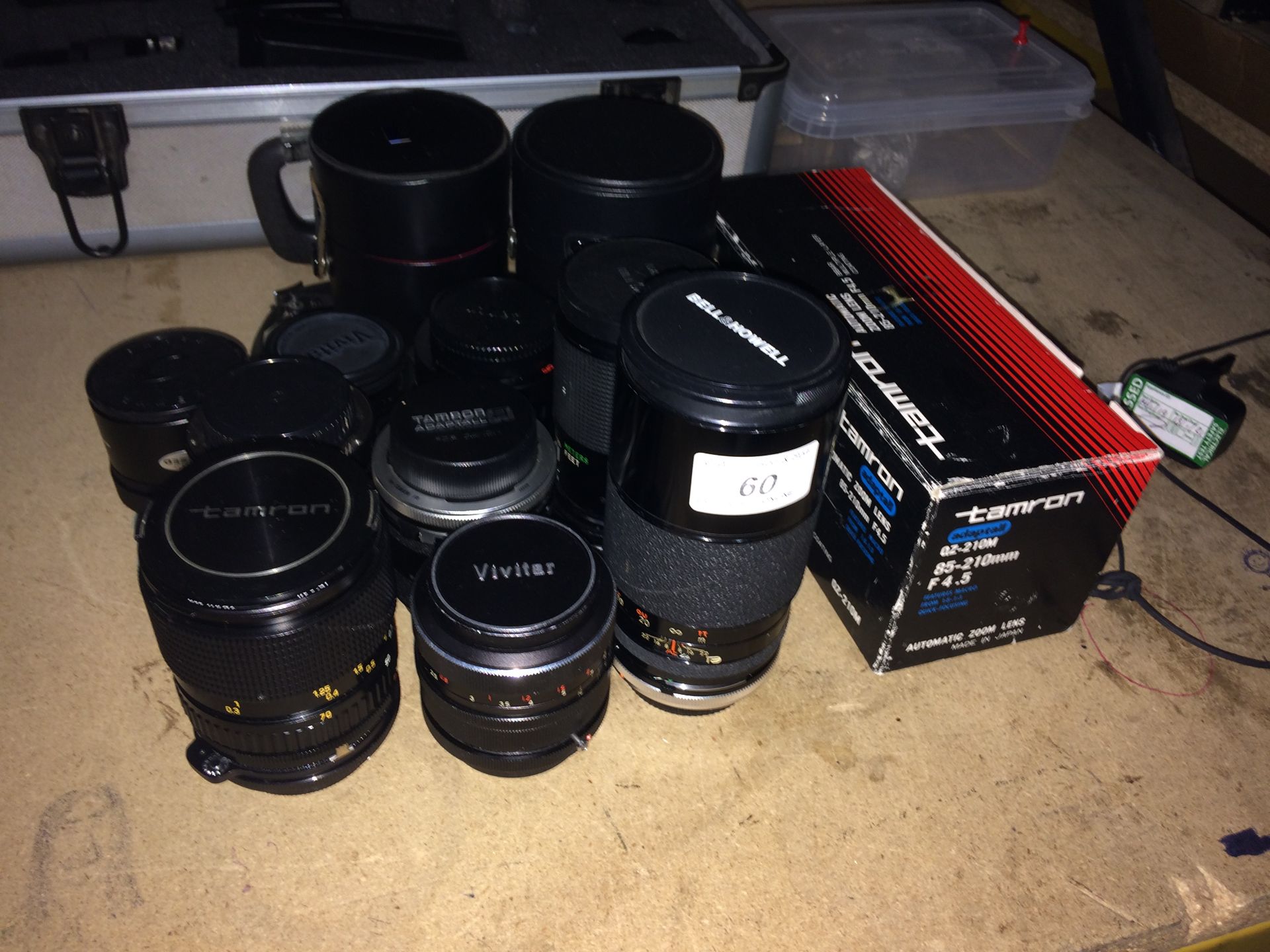 9 x assorted camera lenses - Tamron 28-70mm, Tamron 1:3.