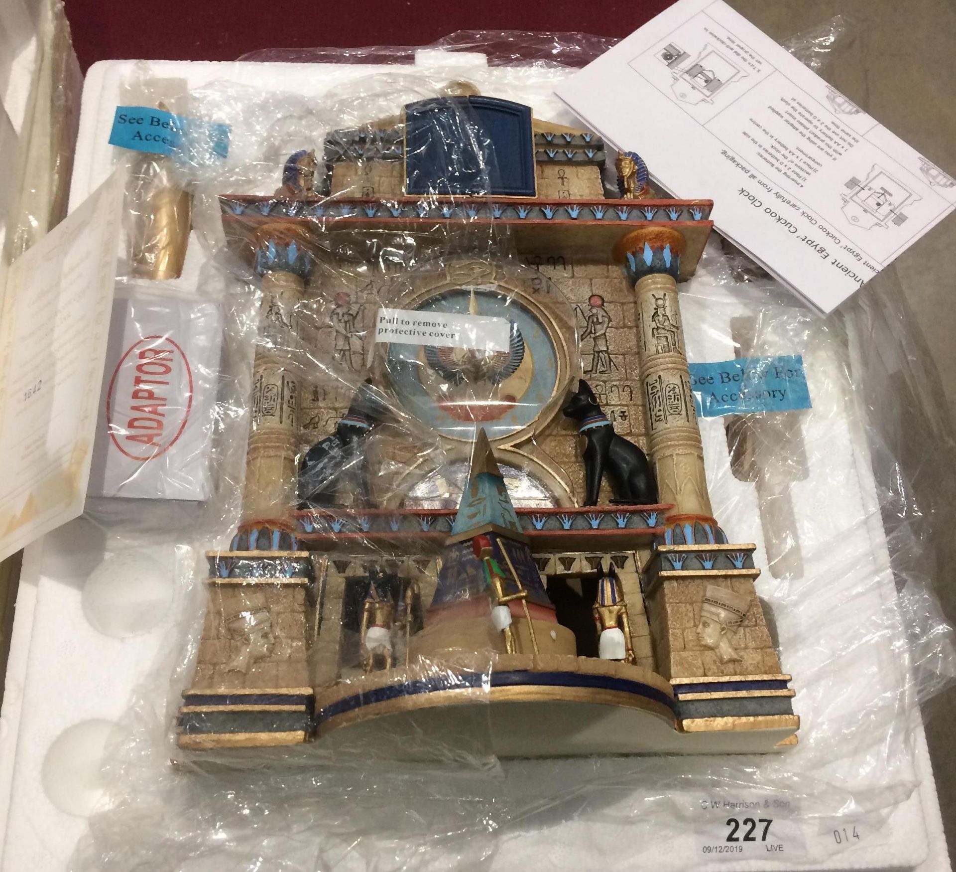 A Bradford Exchange limited edition Treasures of Ancient Egypt cuckoo clock complete with box, no.