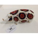 A Royal Crown Derby bone china Pig paperweight - 14cm long