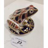 A Royal Crown Derby bone china Frog paperweight