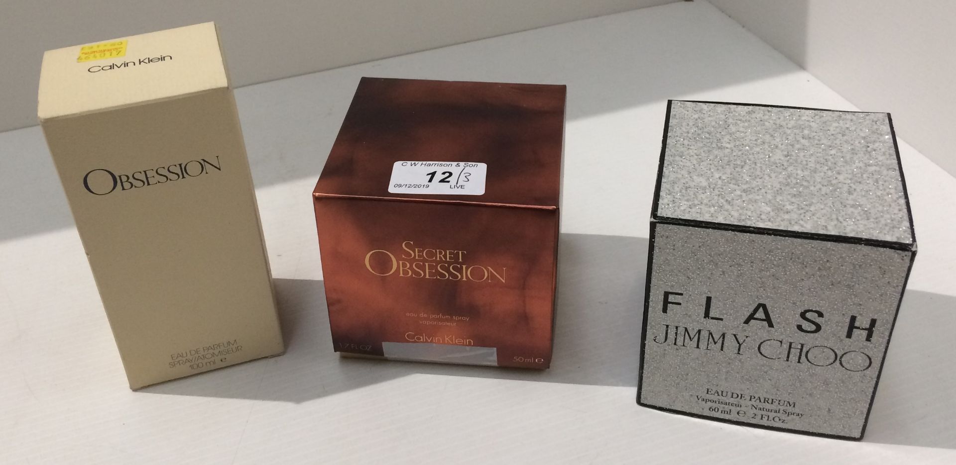 3 x nearly full boxed bottles of Perfume - Calvin Klein Obsession,