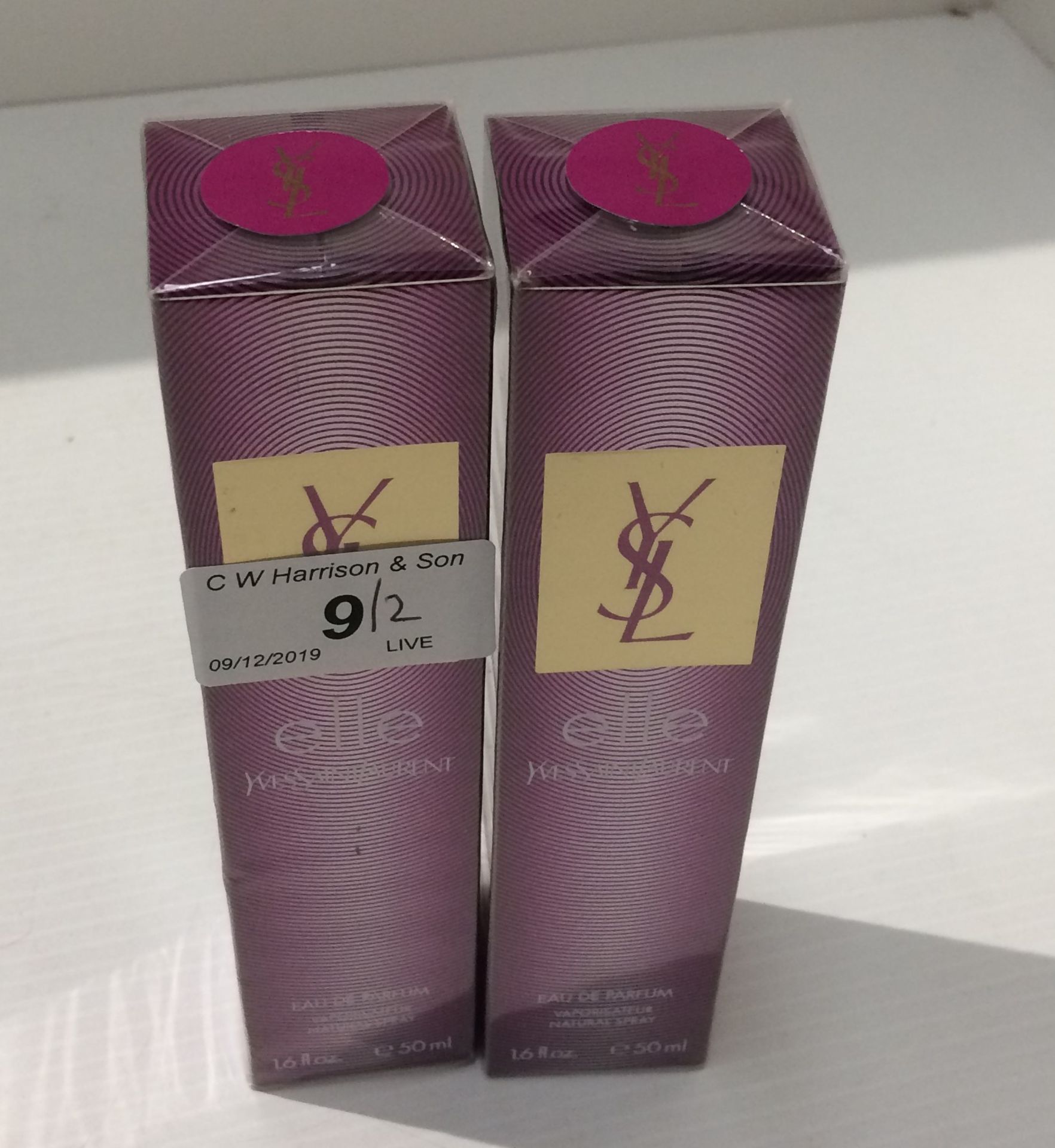 2 x packaged 50ml bottles of Yves Saint Laurent Elle Eau de Parfum natural spray