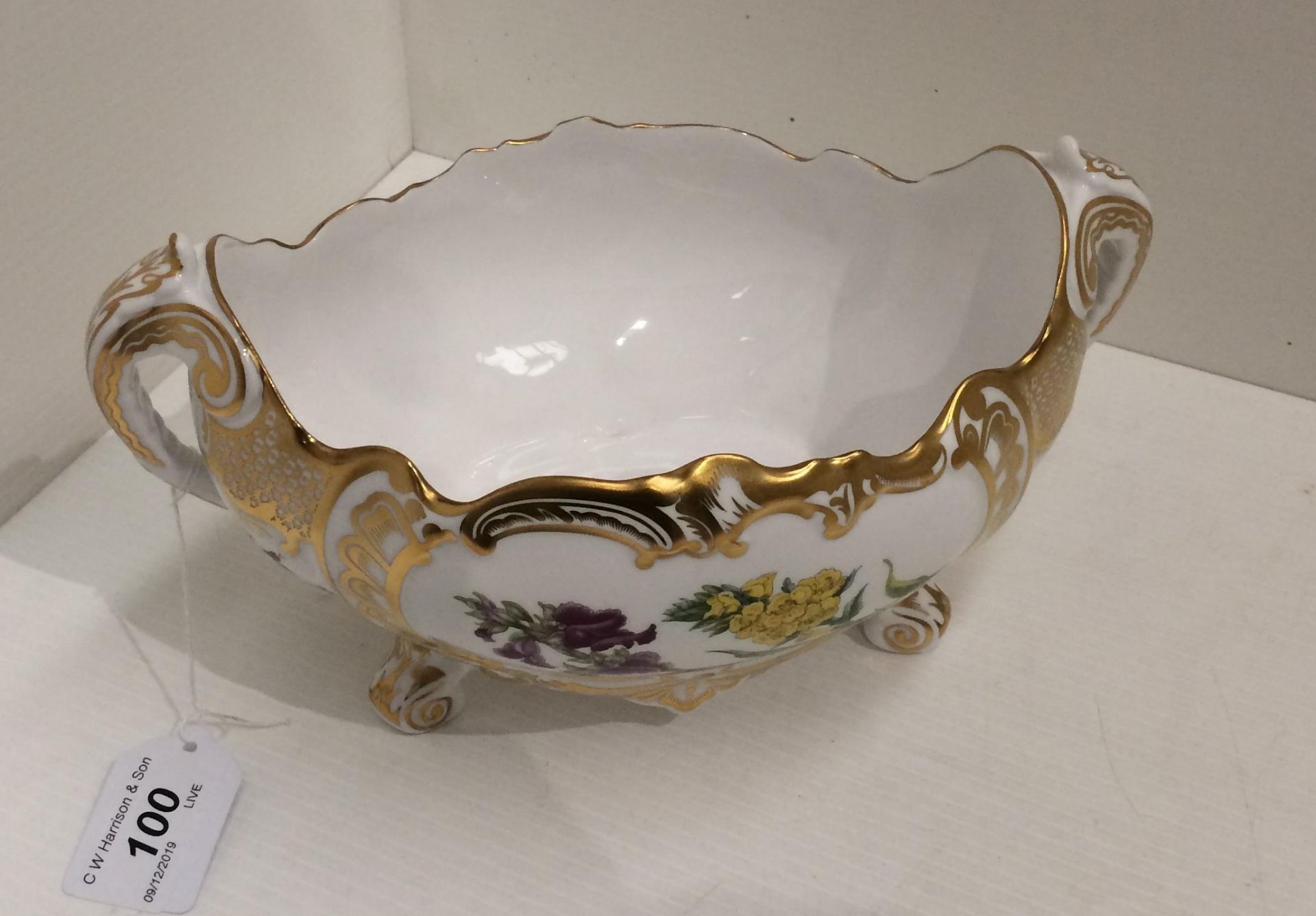 A Spode Fine Bone China Stafford Flowers Cenothera and Serapias 7819-A0 two handled bowl - 25cm