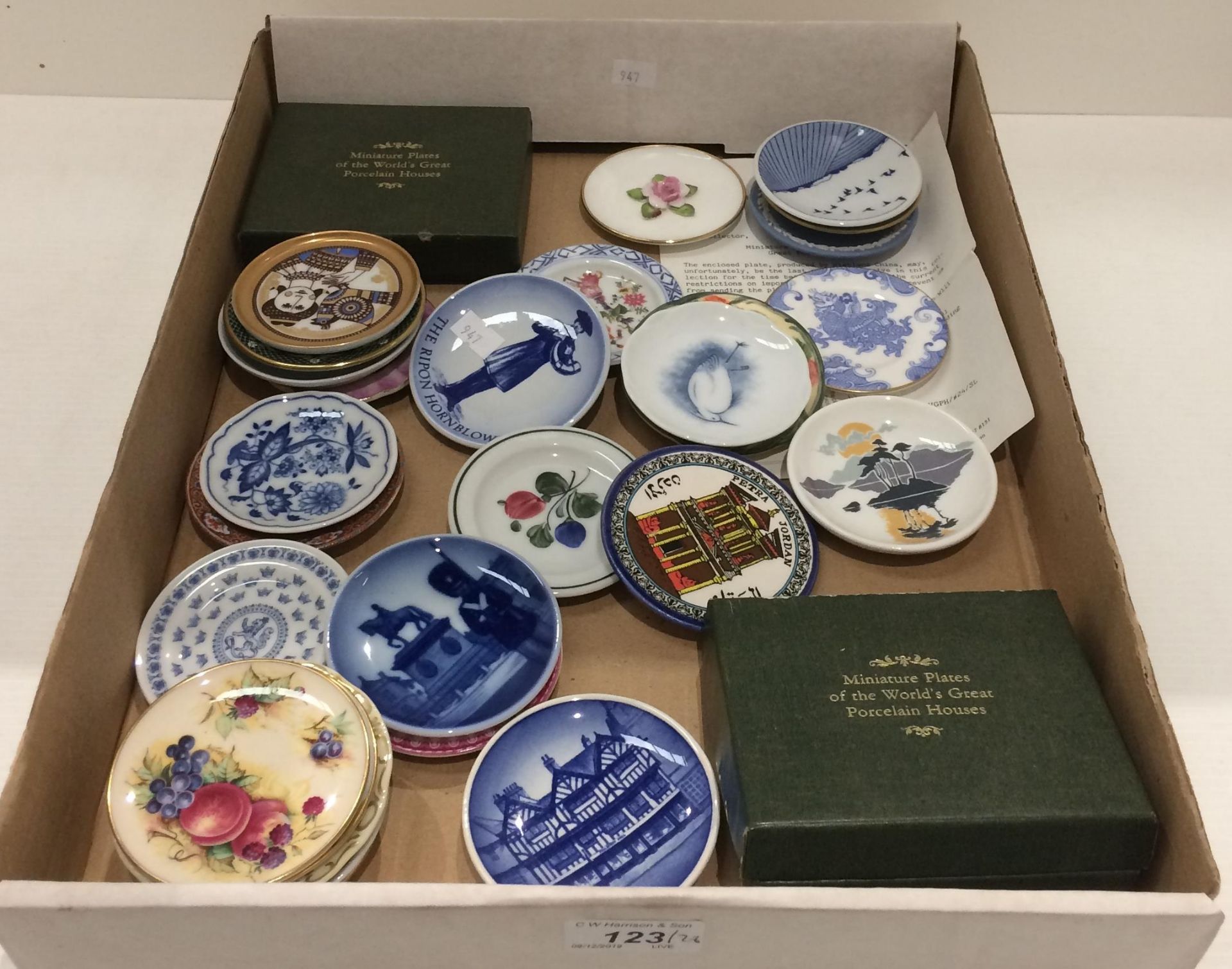 A collection of 28 miniature plates of the World's Great Porcelain Houses complete with some