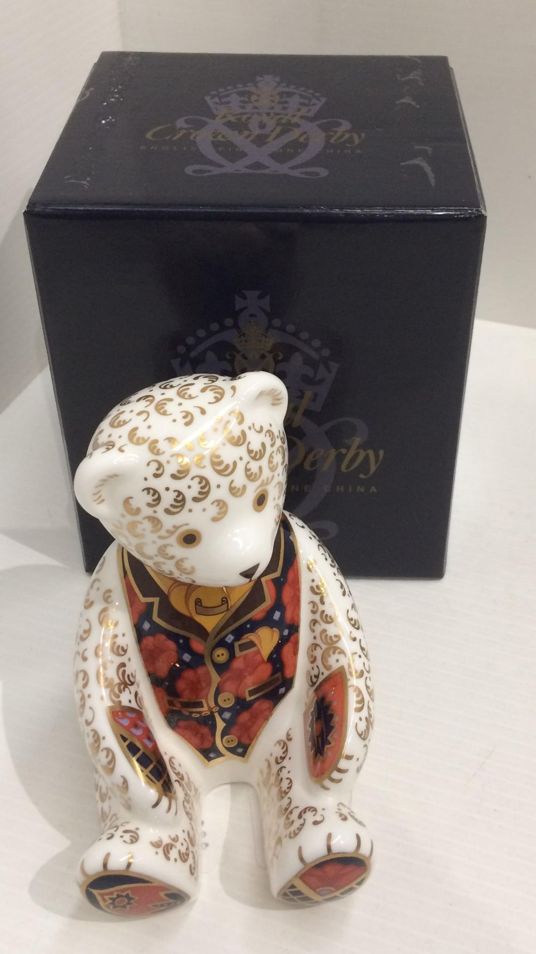 A Royal Crown Derby bone china Collectors Guild Exclusive Teddy Bear paperweight - 12cm high,