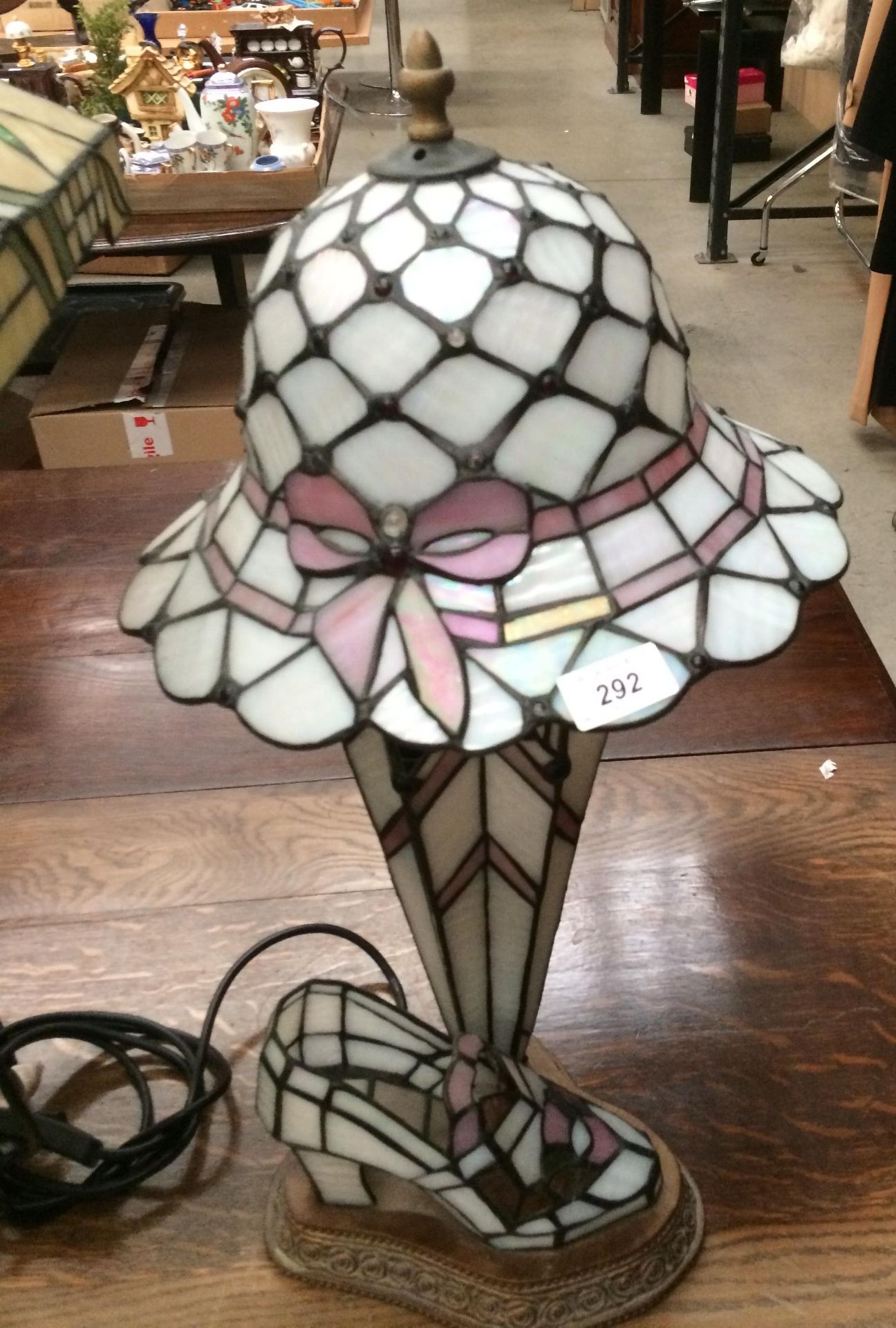 A Tiffany style table lamp with shoe - 60cm high