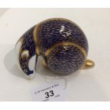 A Royal Crown Derby bone china Badger paperweight - 8cm high