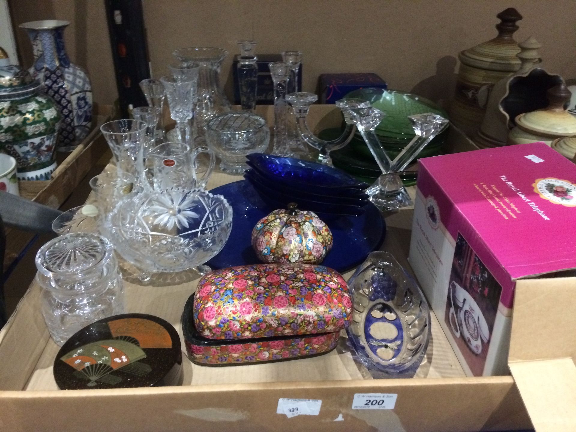 Contents to tray - glassware by Royal Brierley and others,