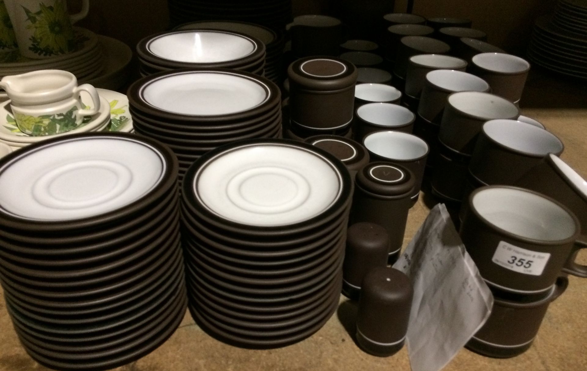140 x pieces of Hornsea brown and white Contrast tableware - plates, cups, saucers, bowls,
