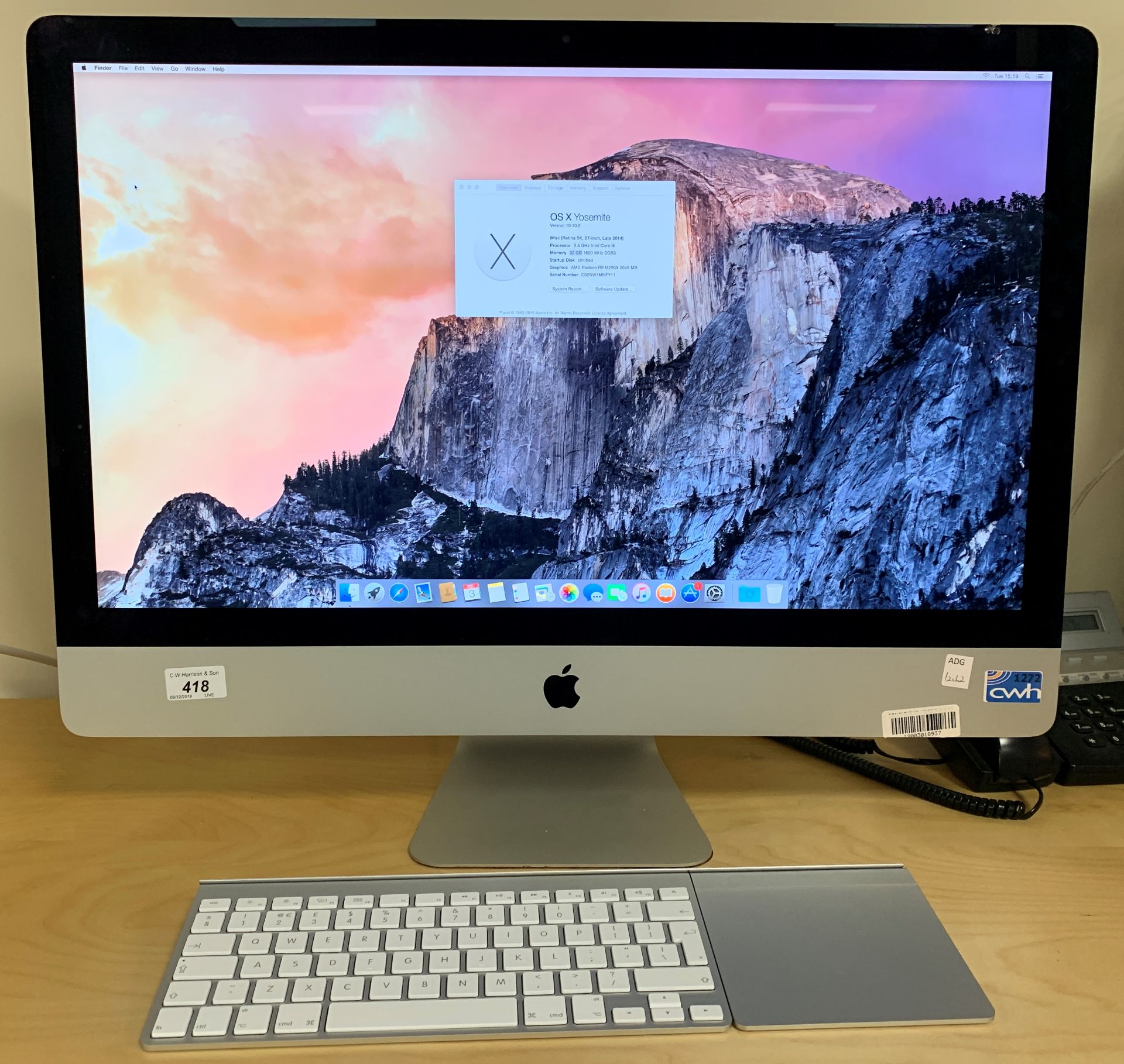 Apple iMac model EMC2806, serial no.