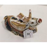 A Royal Crown Derby bone china Reindeer paperweight - 15cm long