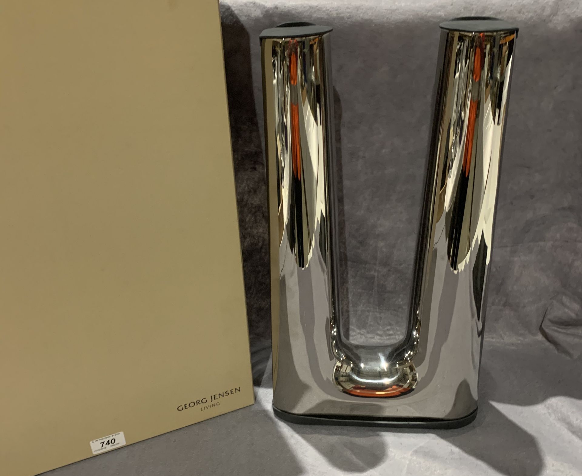 A Georg Jensen Living designed by Star Lysestage Masterpieces design 1085 large candleholder -