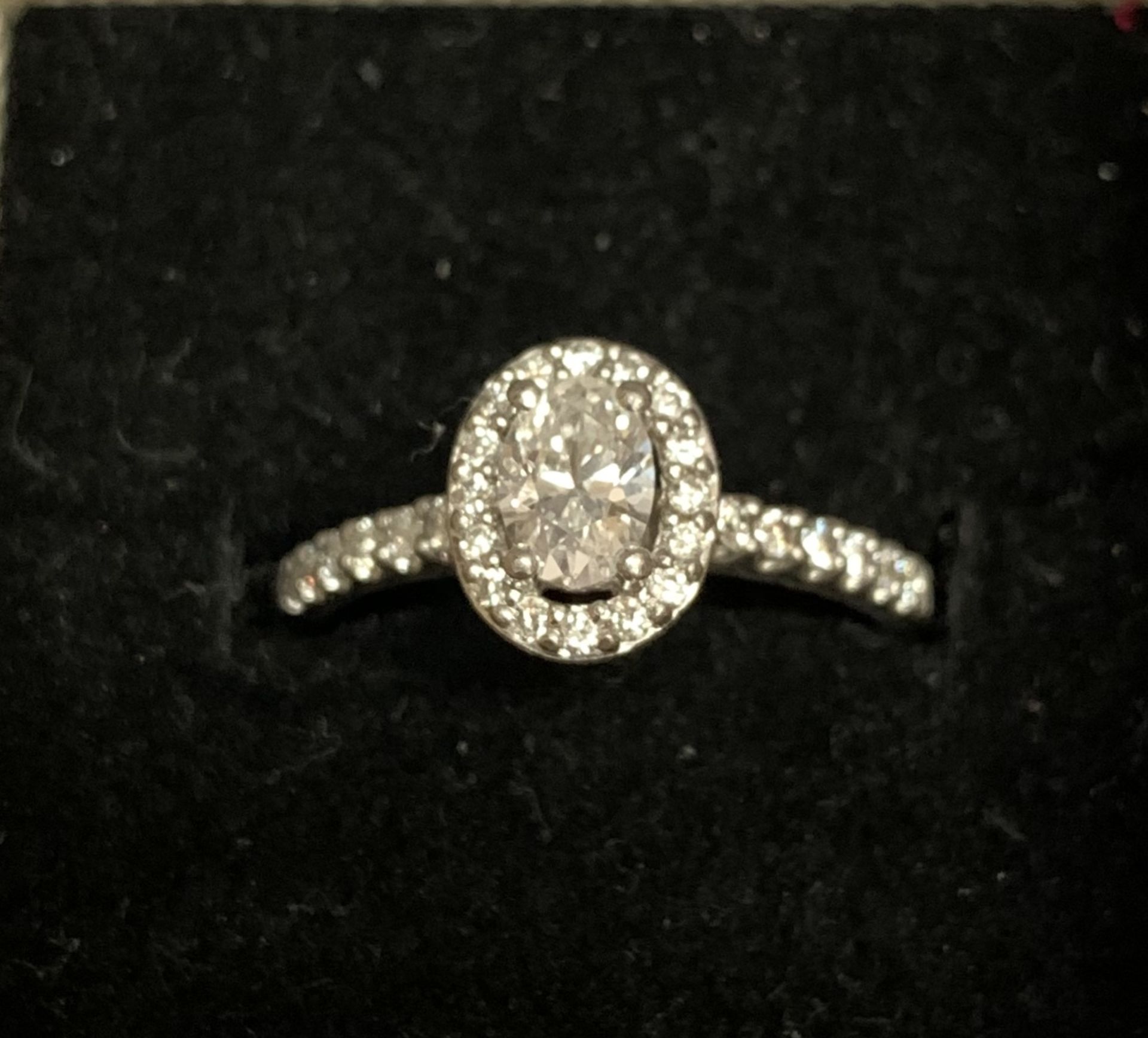 A platinum and diamond engagement ring (07595) size N - advised 950PT one oval diamond, - Image 2 of 7
