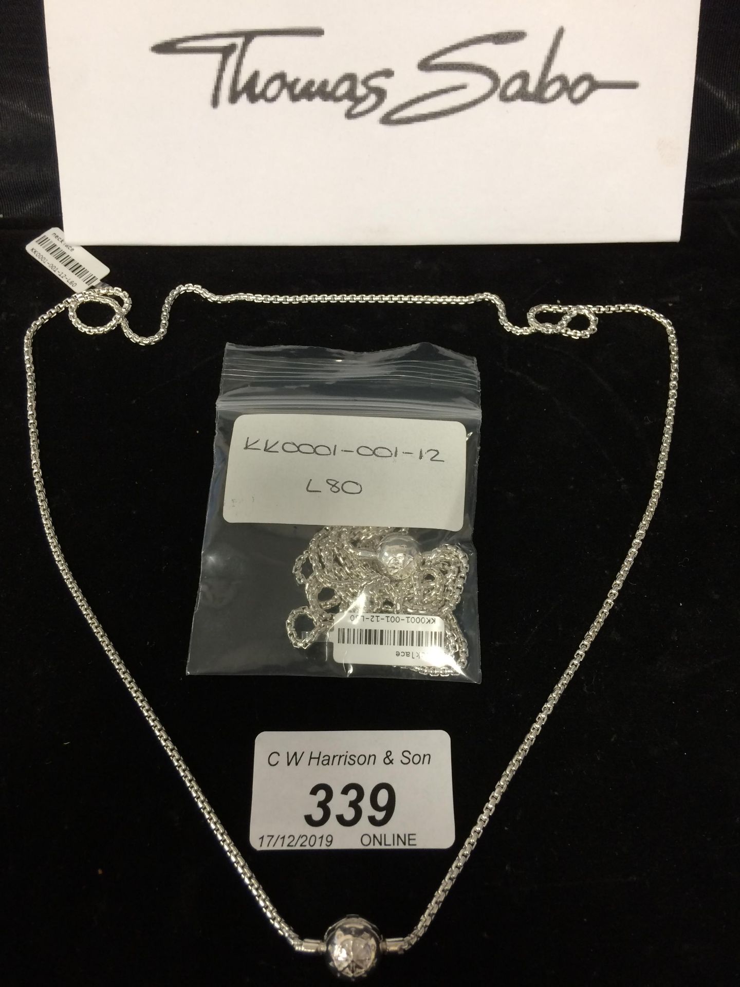 2 x Thomas Sabo 925 karma bead chains in blackened silver with ball lock (60cm & 80cm) RRP £84-£98