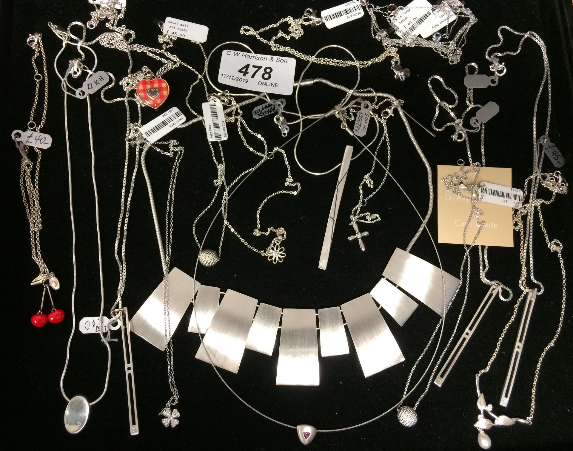 19 x 925 sterling silver necklaces RRP £40-£50 each (please note this lot is subject to VAT)