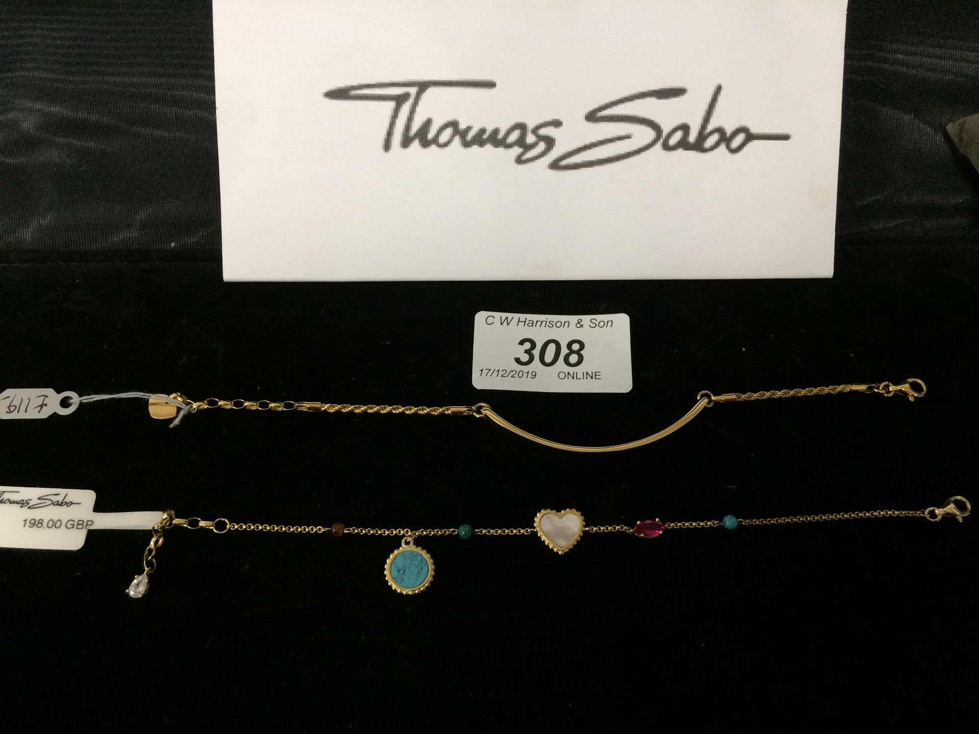 2 x Thomas Sabo 925 gold bracelets (19cm and 18cm), - Image 2 of 2