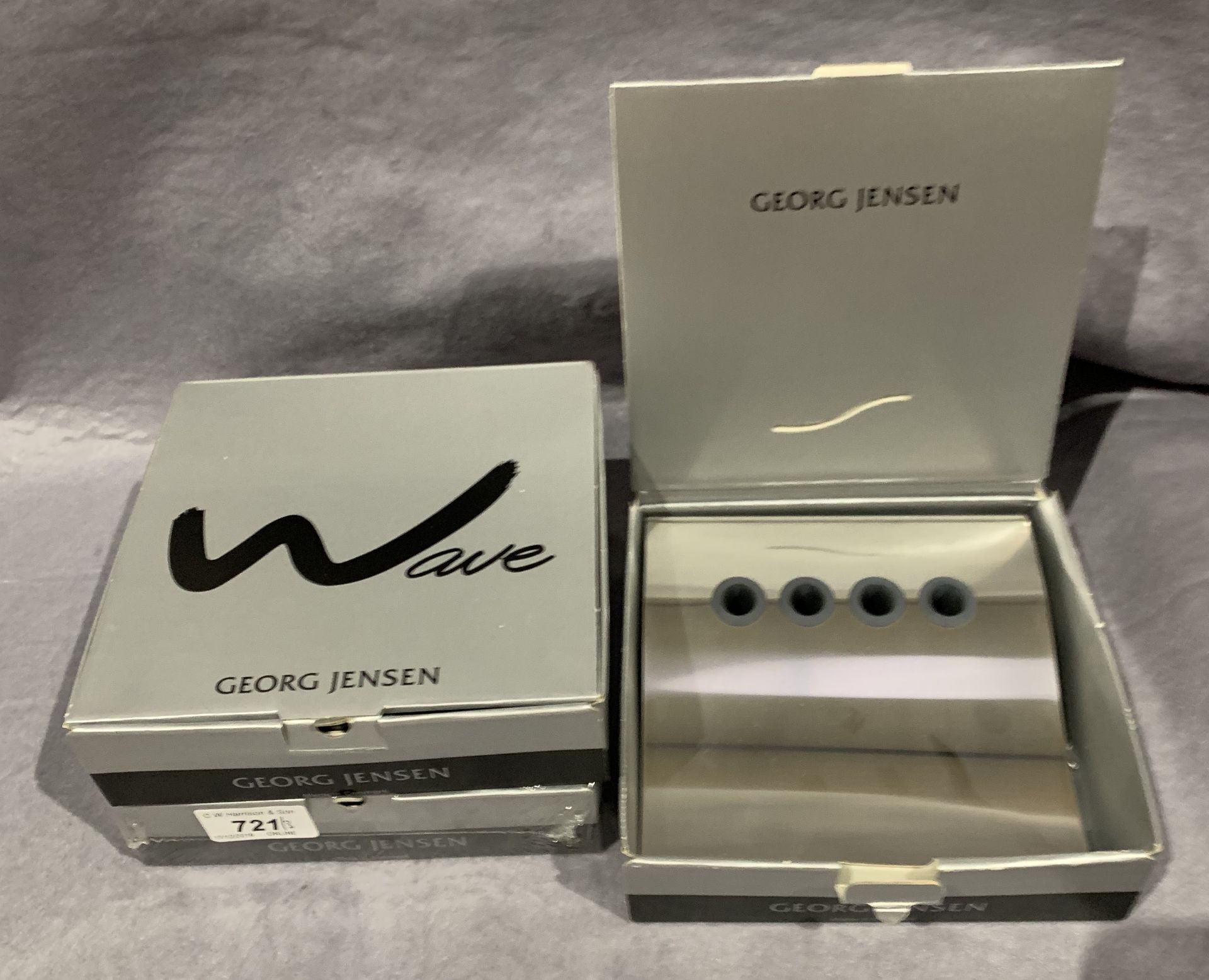 Three x Georg Jensen Ware steel desk pen holder sets (boxed) (please note this lot is subject to