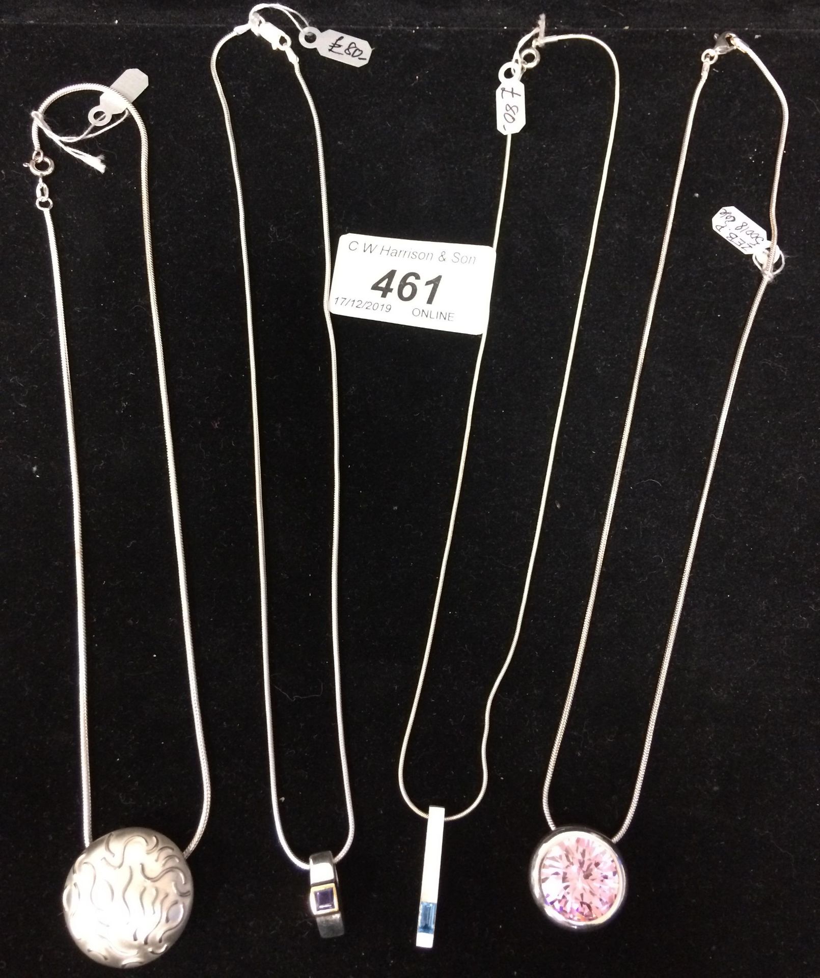 4 x 925 sterling silver necklaces RRP £70-£95 (please note this lot is subject to VAT)