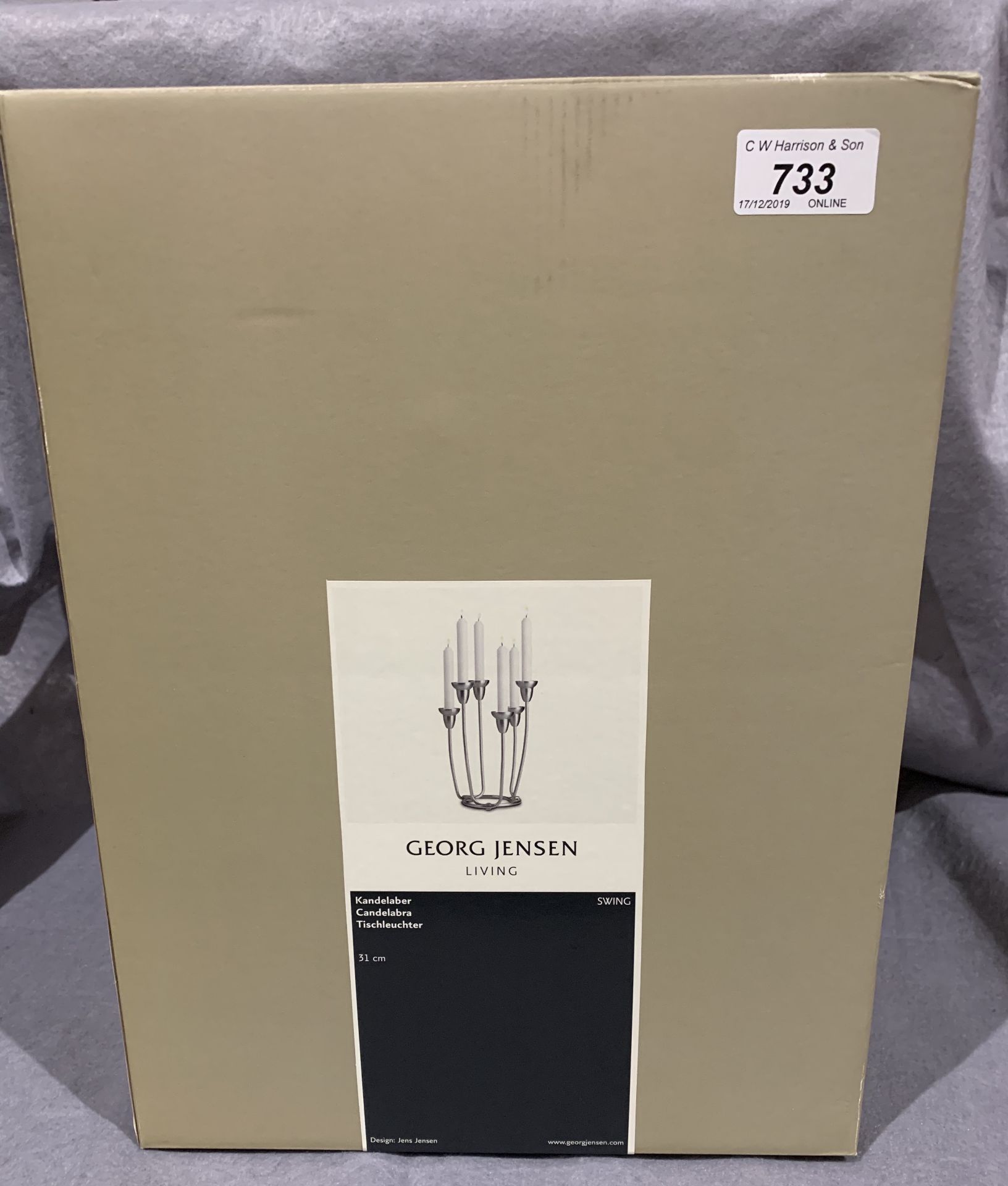 A Georg Jensen Living Swing 31cm candelabra - boxed - (please note this lot is subject to vat)