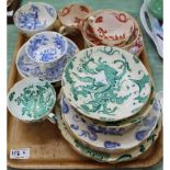 Grainger and Royal Worcester dragon decorated tea wares in blue,