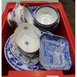 Blue and white china including Minton Delft,