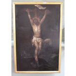 A 19th Century oil on canvas 'Christ Crucified',